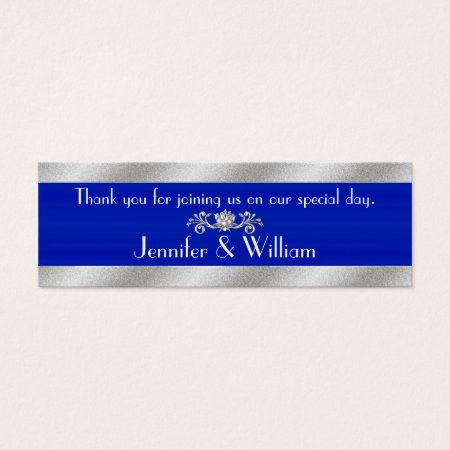 Royal Blue & Silver Tone Custom Wedding Favor Tags