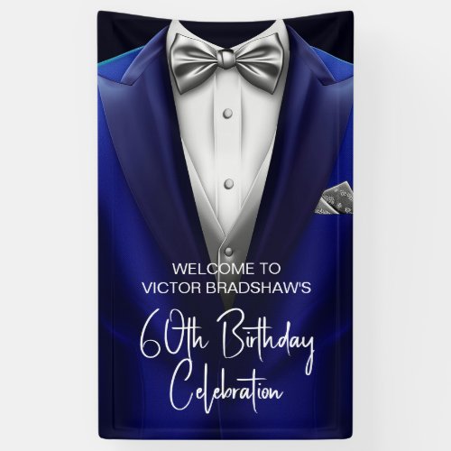 Royal Blue Silver Tuxedo Birthday Party Welcome 