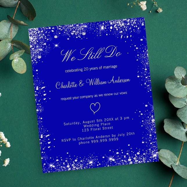 Royal blue silver vow budget renewal invitation flyer (Creator Uploaded)