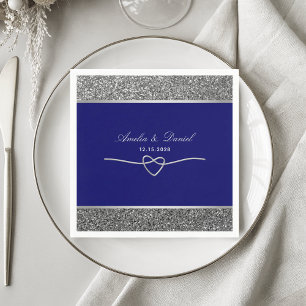 Royal Blue Silver Wedding Napkins