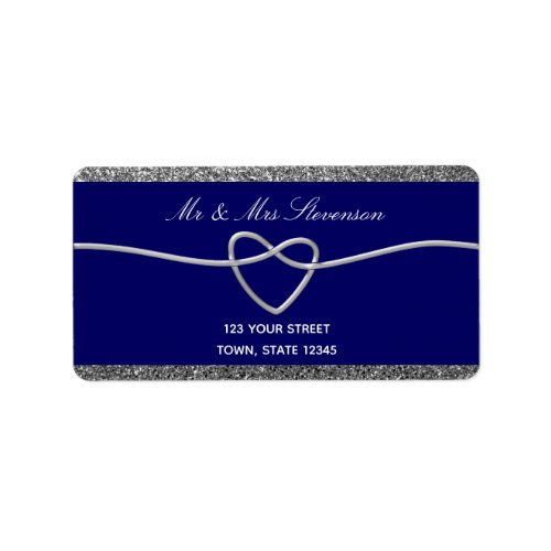 Royal Blue Silver Wedding Return Address Label