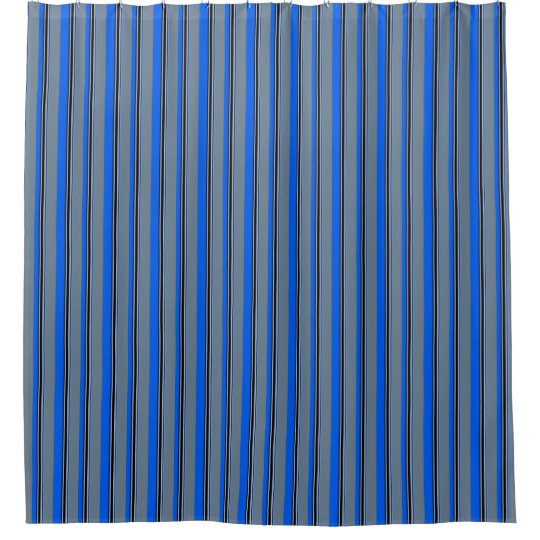 Royal Blue, Silver, White & Black Stripes Shower Curtain | Zazzle Royal Blue, Silver, White & Black Stripes Shower Curtain | Zazzle