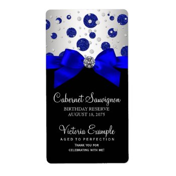 Royal Blue Silver Wine Bottle Labels by Pure_Elegance at Zazzle