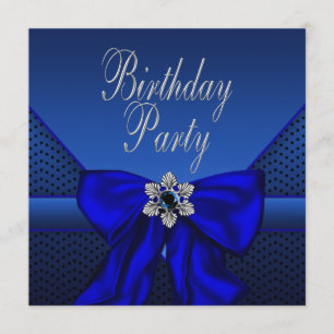 Royal Blue Silver Womans Birthday Party Invitation