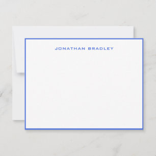 Royal Blue Simple Border All Caps Full Name Note Card
