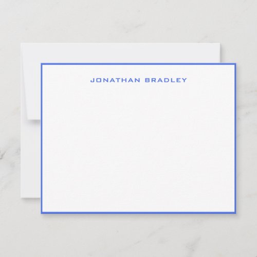 Royal Blue Simple Border All Caps Full Name Note Card