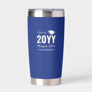 Royal Blue Simple Custom Name Graduation Gift Insulated Tumbler