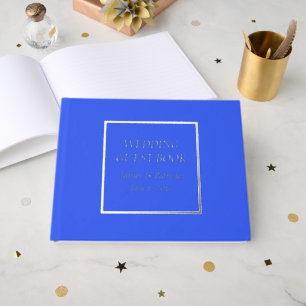 Royal Blue Simple Stylized Lettering Wedding Foil Guest Book
