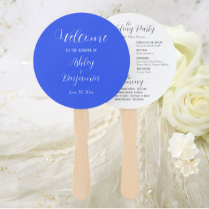 Royal Blue Simple Wedding Ceremony Program Hand Fan