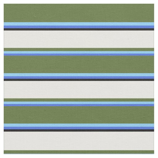 Royal Blue, Sky Blue, Olive Green, White & Black Fabric