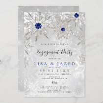 Royal Blue Snowflakes Winter Engagement Party   Invitation