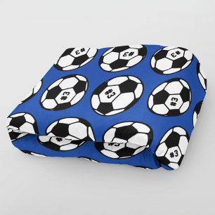 Royal Blue Soccer Ball Number Pattern Fleece Blanket