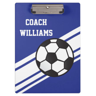 Royal Blue Soccer Coach Personalized Clipboard
