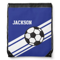 Royal Blue Soccer Stripes Drawstring Bag Royal Blue Soccer Stripes Drawstring Bag