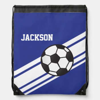 Royal Blue Soccer Stripes Drawstring Bag by adams_apple at Zazzle