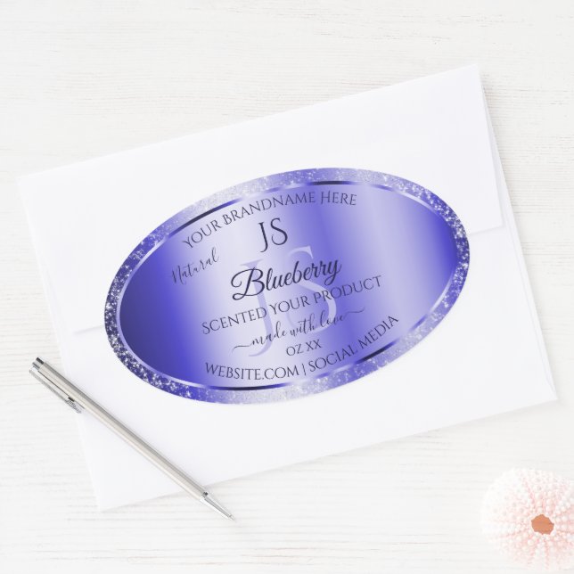 Royal Blue Soft Glitter Product Labels Monogram (Envelope)