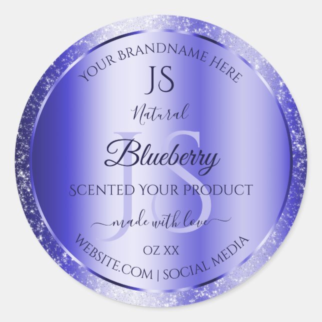 Royal Blue Soft Glitter Product Labels Monogram (Front)