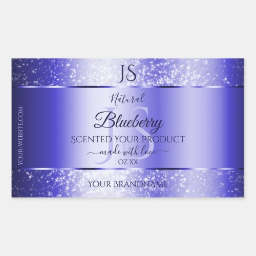 Royal Blue Soft Glitter Product Labels Monogram