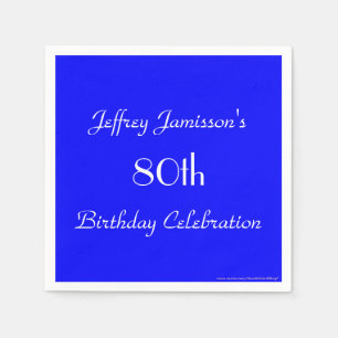Royal Blue Solid 80th Birthday Party Paper Paper Napkins