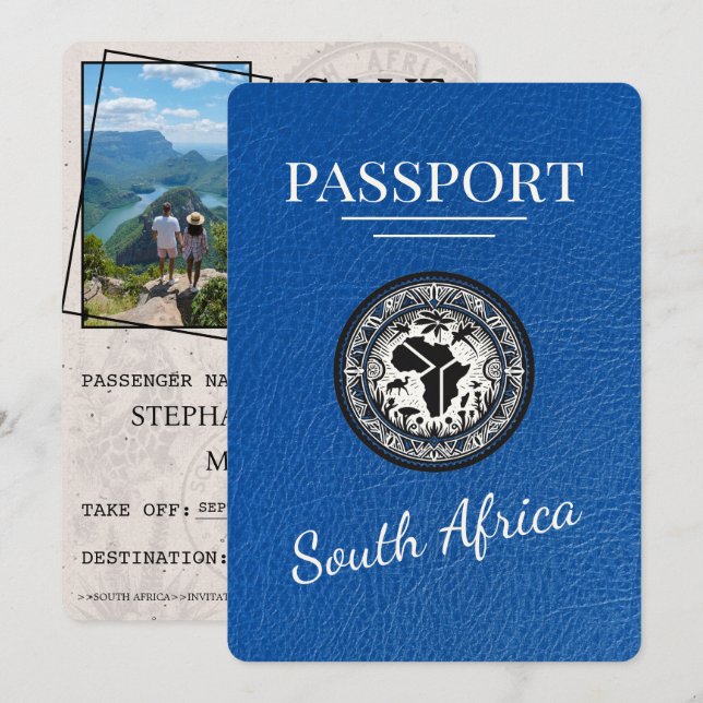 Royal Blue South Africa Passport Save The Date (Front/Back)