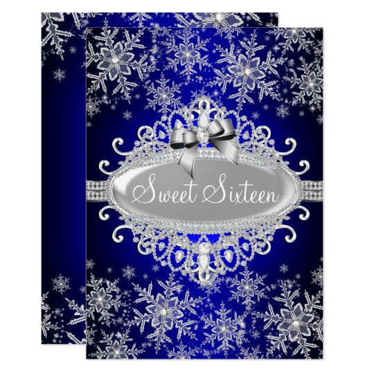 Royal Blue Sweet 16 Invitations 2