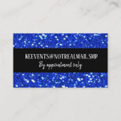 Royal Blue Sparkly FAUX Glitter Look Event Planner Business Card (Back)
