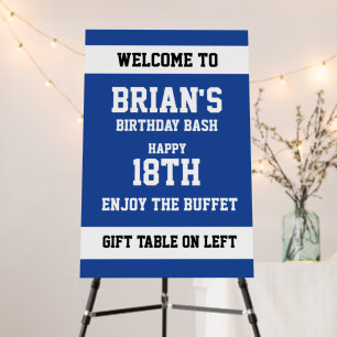 Royal Blue Sports Player Birthday Welcome Sign