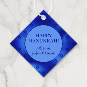 Royal Blue Star of David Hanukkah Personalized Favor Tags
