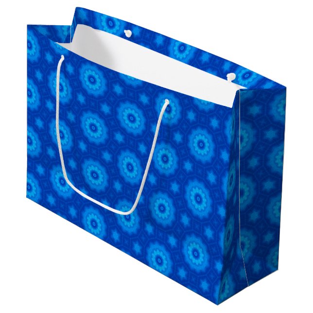 Royal Blue Star Pattern Large Gift Bag (Front Angled)