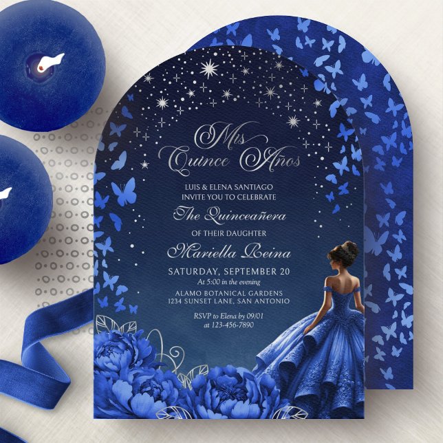 Royal Blue Starry Night Quinceanera Invitation (Creator Uploaded)