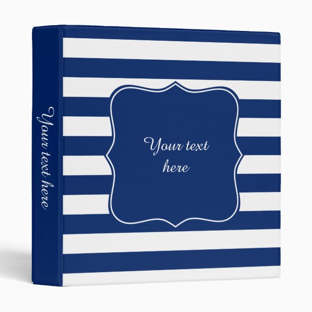 Royal Blue Striped 3 Ring Binder (Front/Spine)