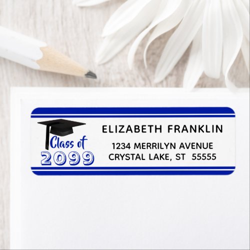 Royal Blue Striped Class of 20XX  Editable Color Label