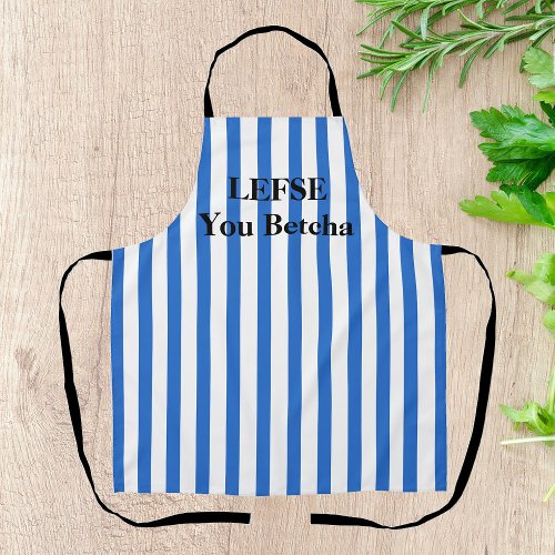 Royal Blue Striped Lefse  All_Over Print Apron