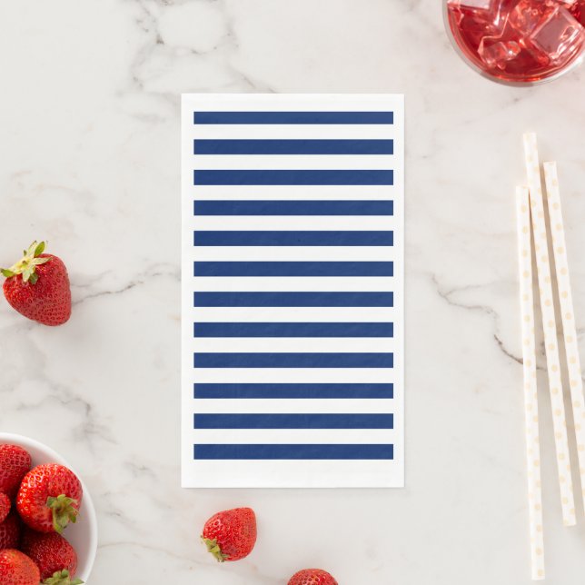 Royal Blue Striped Paper Guest Towels (Insitu)