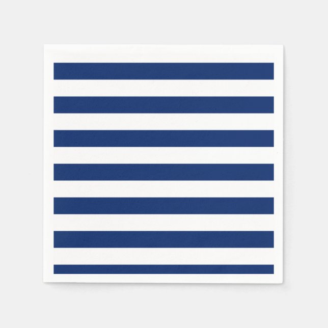 Royal Blue Striped Paper Napkins (Front)