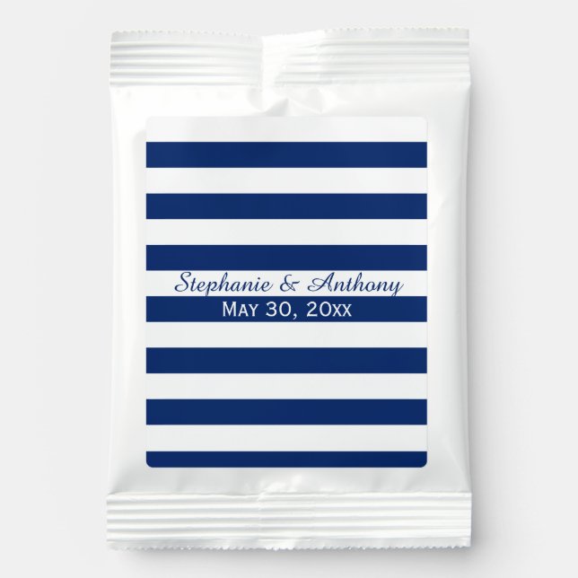 Royal Blue Striped Wedding Margarita Drink Mix (Front)