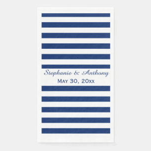 Royal Blue Striped Wedding Paper Guest Towels