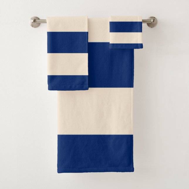 Royal Blue Stripes Bath Towel Set (Insitu)