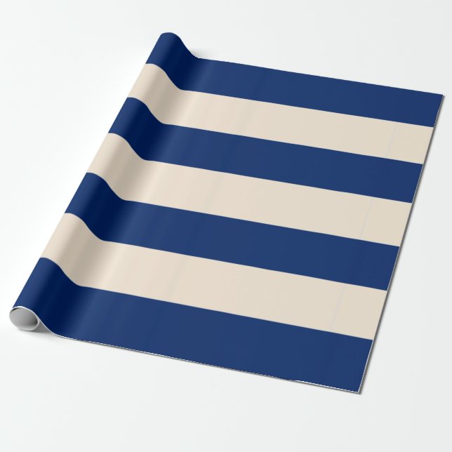 Royal Blue Stripes Wrapping Paper (Unrolled)