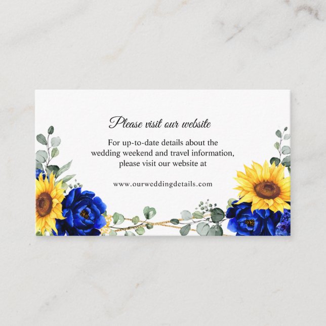 Royal Blue Sunflower Geometric Website Details Enclosure Card (Front)