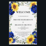 Royal Blue Sunflower Geometric Wedding Program<br><div class="desc">Elegant and modern rustic country wedding program features bright yellow sunflower, Royal blue peonies , baby’s breath, gypsophila floral frame / wreath with eucalyptus leaves and gold glitter frame. Please find more matching designs and variations from my "blissweddingpaperie" store. And feel free to contact me for further customization or matching...</div>