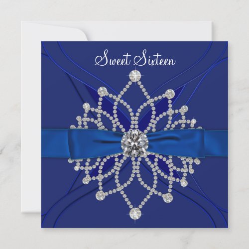 Royal Blue Sweet Sixteen Birthday Party Custom Invite