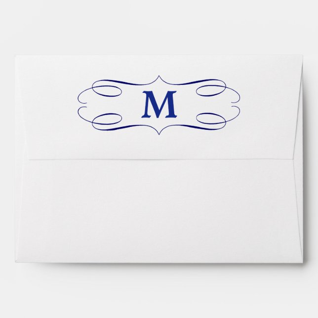 Royal Blue Swirl Monogram Envelope (Back (Top Flap))