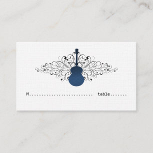 Royal Blue Swirls Guitar Place Card