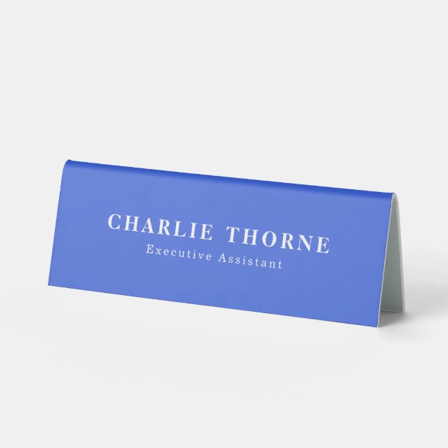 Royal Blue table tent sign for office professional (Front)