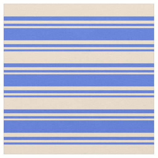 Royal Blue & Tan Striped Pattern Fabric
