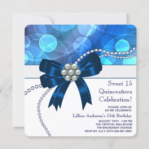 Royal Blue Teal Blue Birthday Party Custom Invites