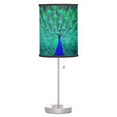 Royal Blue Teal Green Peacock Table Lamp (Left)
