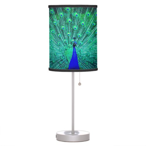 Royal Blue Teal Green Peacock Table Lamp