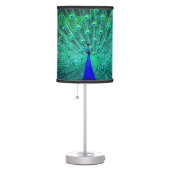 Royal Blue Teal Green Peacock Table Lamp (Right)